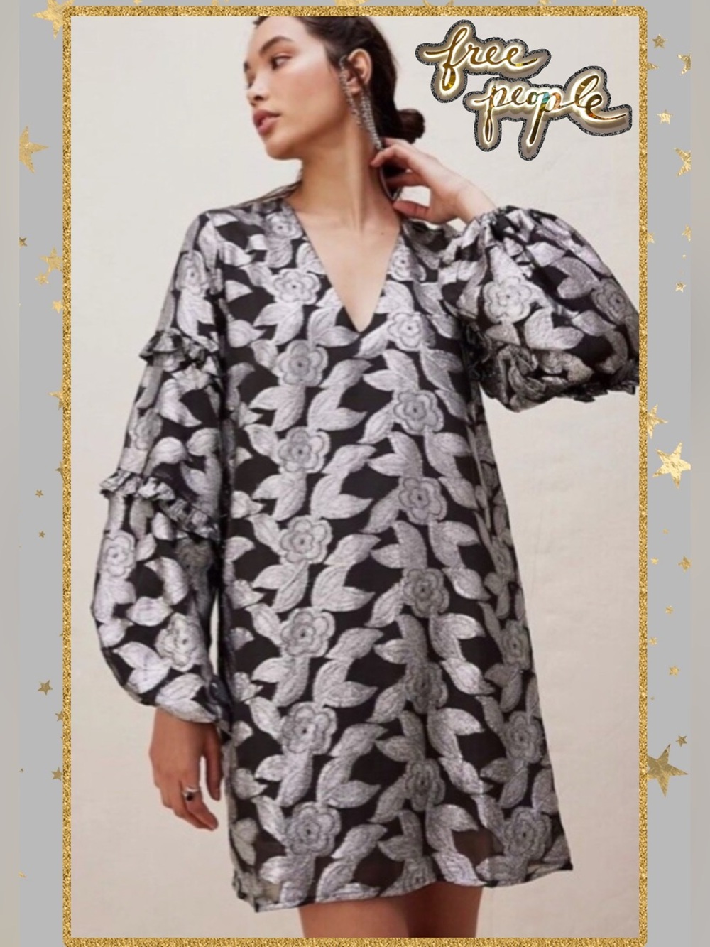 🆕 Free People x Jen’s Pirate Booty Rising Star mini dress Silver Metallic XS